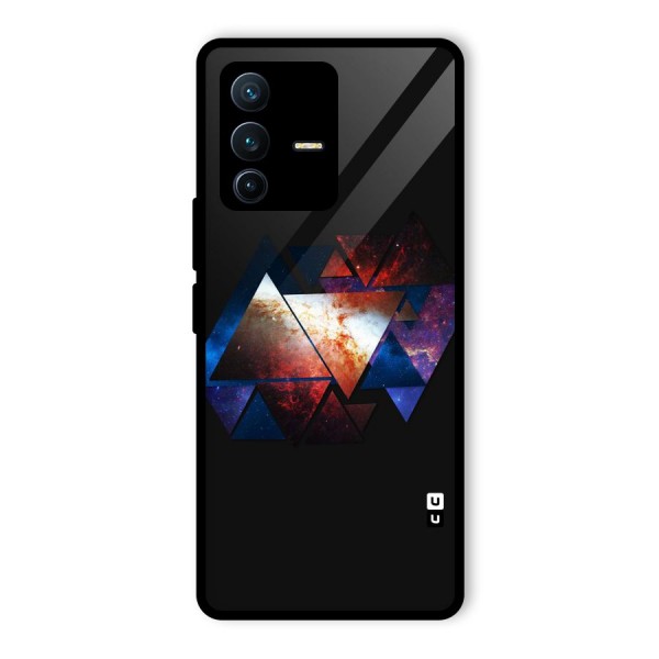 Fire Galaxy Triangles Glass Back Case for Vivo V23 Pro