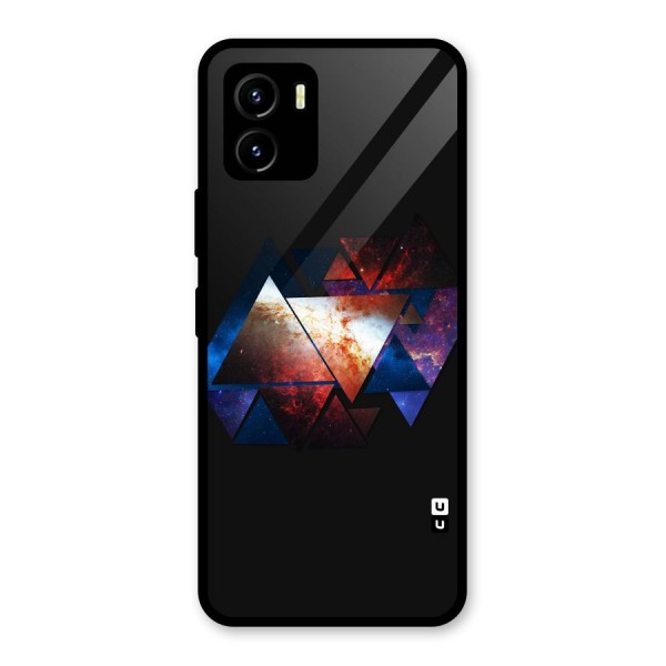 Fire Galaxy Triangles Glass Back Case for Vivo Y15s