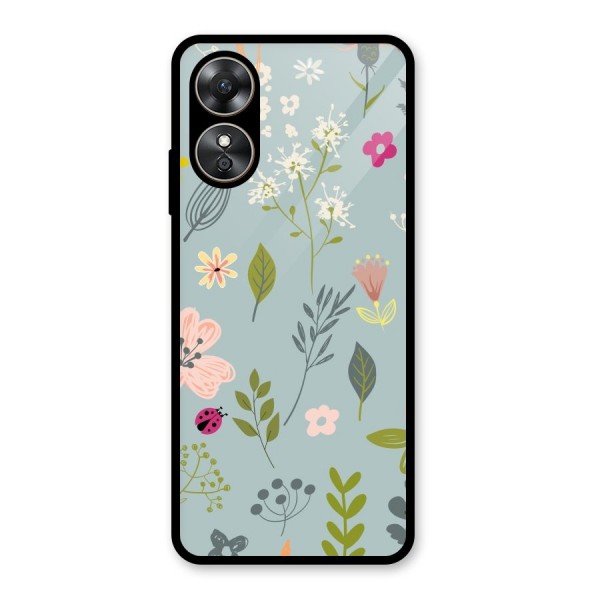 Flawless Flowers Glass Back Case for Oppo A17