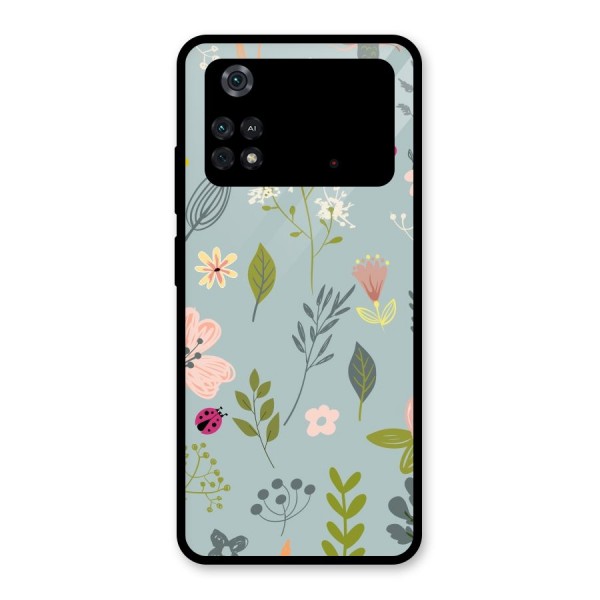 Flawless Flowers Glass Back Case for Poco M4 Pro 4G