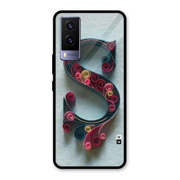 Floral Alphabet Glass Back Case for Vivo V21e 5G