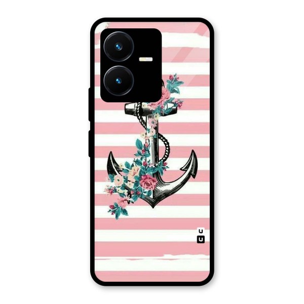 Floral Anchor Glass Back Case for Vivo Y22