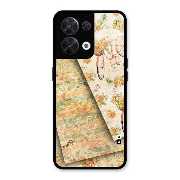 Floral Bicycle Glass Back Case for Oppo Reno8 5G