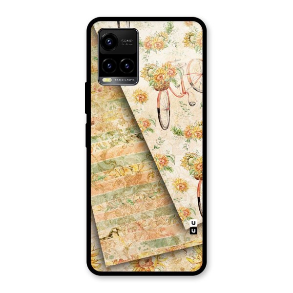 Floral Bicycle Glass Back Case for Vivo Y21 2021