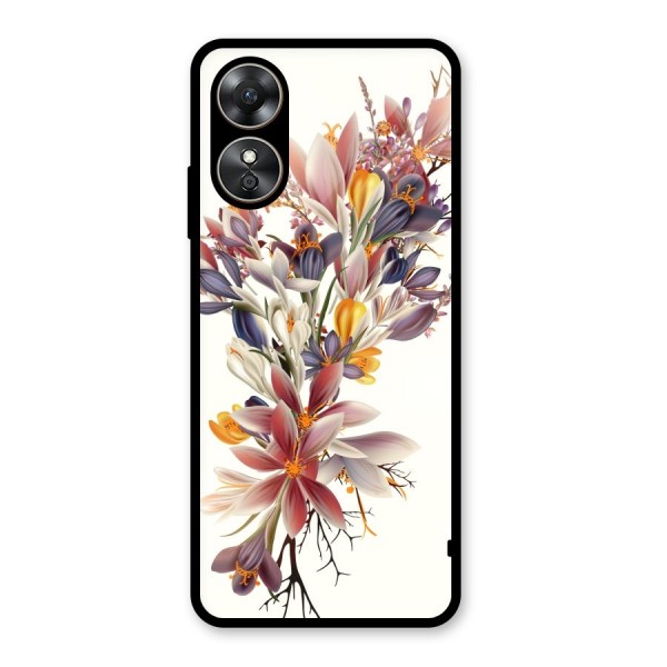 Floral Bouquet Glass Back Case for Oppo A17