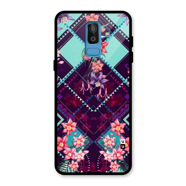 Floral Diamonds Glass Back Case for Galaxy J8