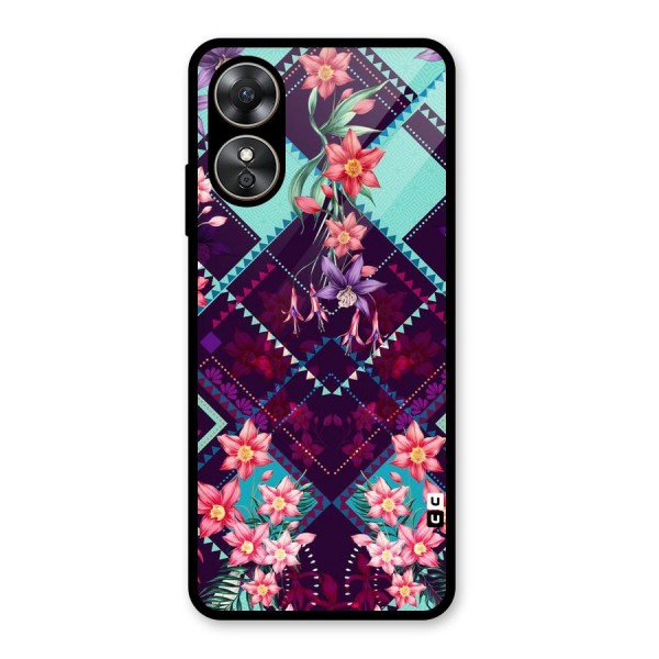 Floral Diamonds Glass Back Case for Oppo A17