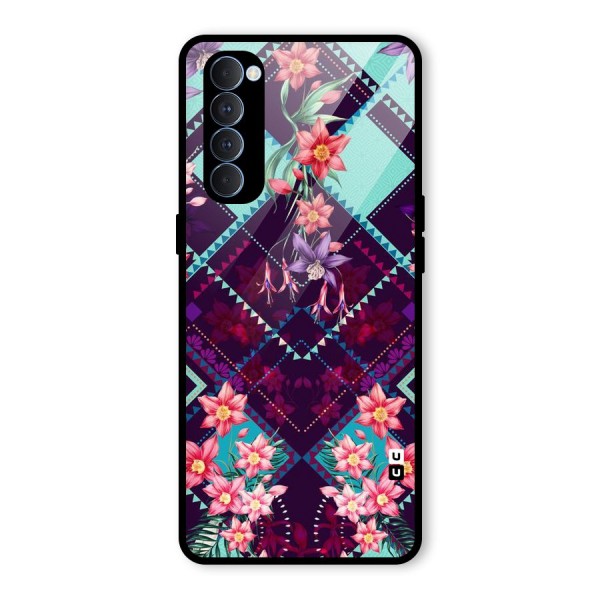 Floral Diamonds Glass Back Case for Oppo Reno4 Pro