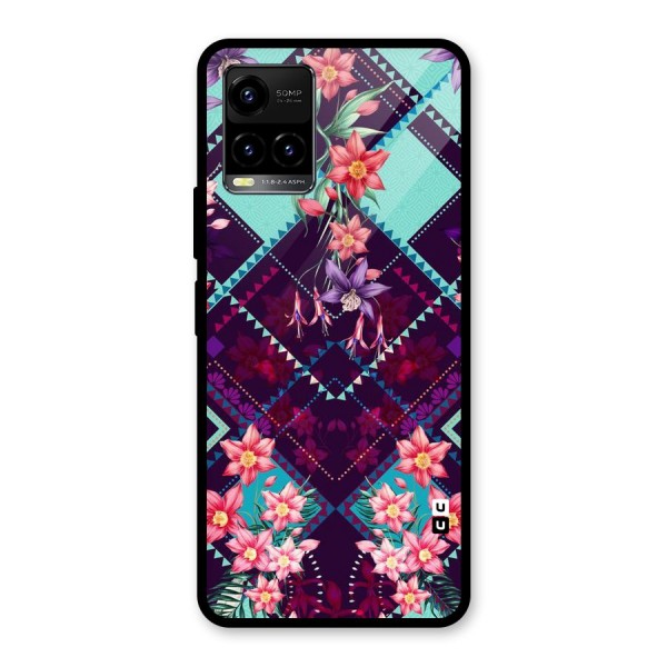 Floral Diamonds Glass Back Case for Vivo Y21A