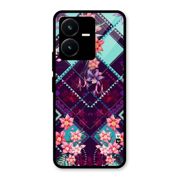 Floral Diamonds Glass Back Case for Vivo Y22