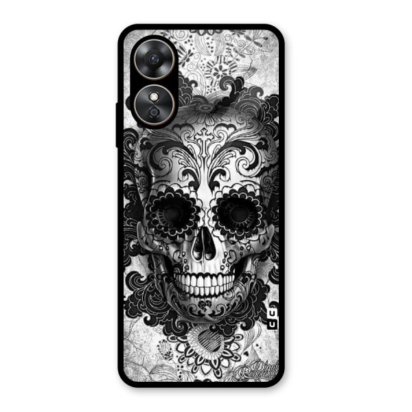 Floral Ghost Glass Back Case for Oppo A17