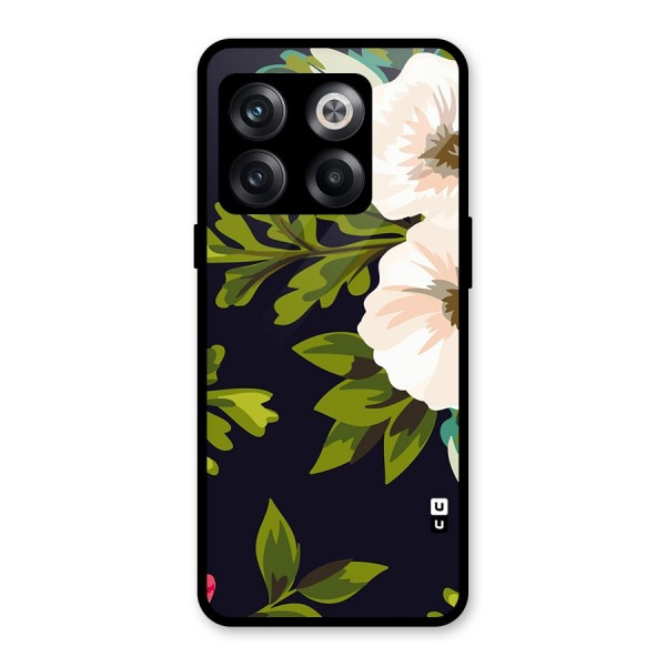 Floral Leaves Glass Back Case for OnePlus 10T