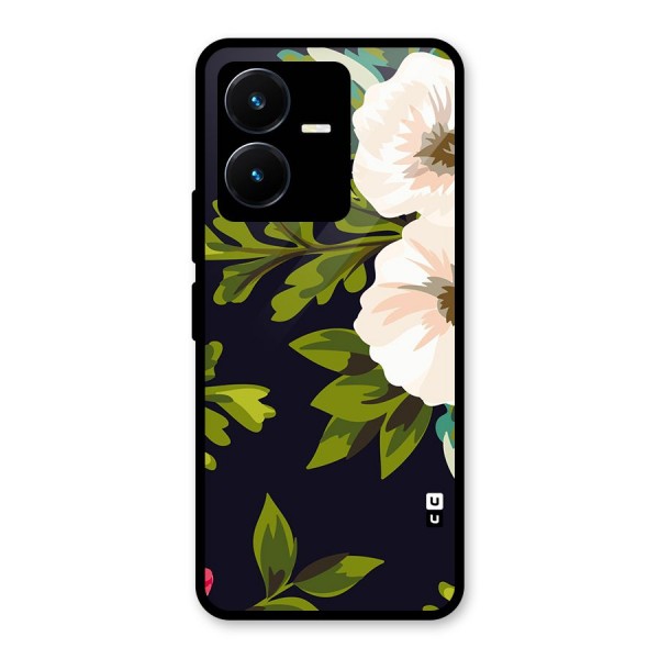 Floral Leaves Glass Back Case for Vivo Y22