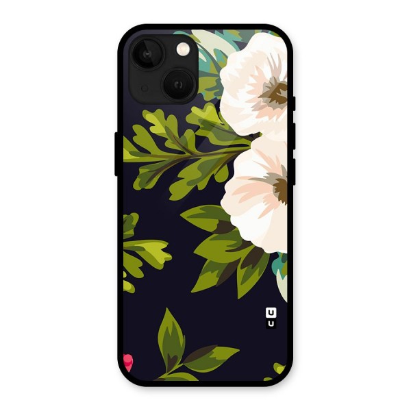 Floral Leaves Glass Back Case for iPhone 13