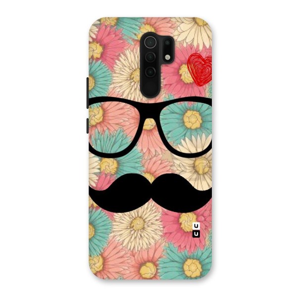 Floral Moustache Back Case for Redmi 9 Prime