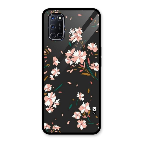 Floral Petals Peach Glass Back Case for Oppo A52