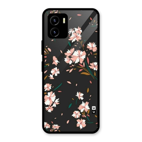 Floral Petals Peach Glass Back Case for Vivo Y15s