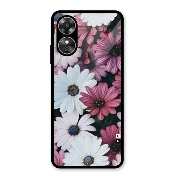 Floral Shades Pink Glass Back Case for Oppo A17