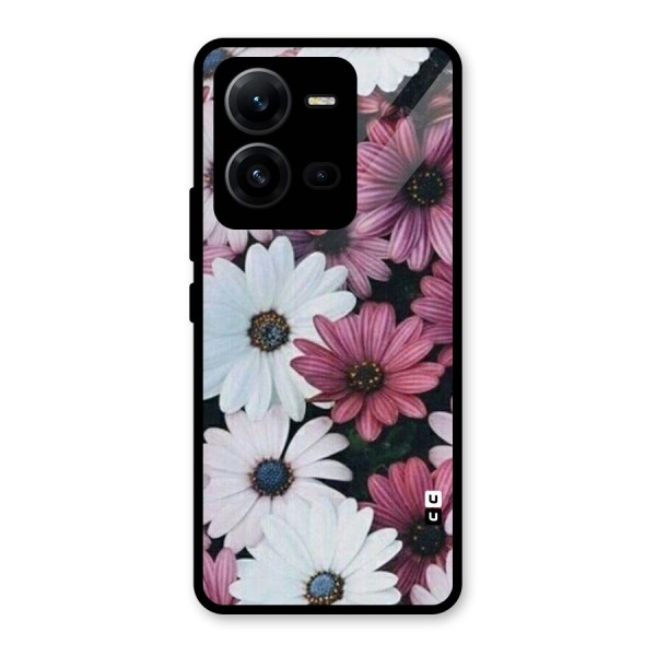 Floral Shades Pink Glass Back Case for Vivo V25