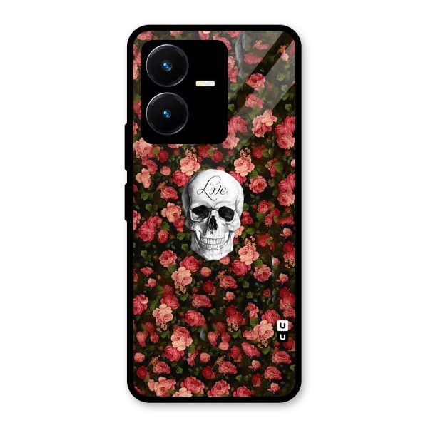 Floral Skull Love Glass Back Case for Vivo Y22