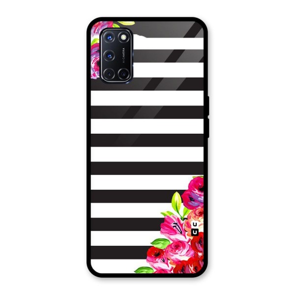 Floral Stripes Glass Back Case for Oppo A52