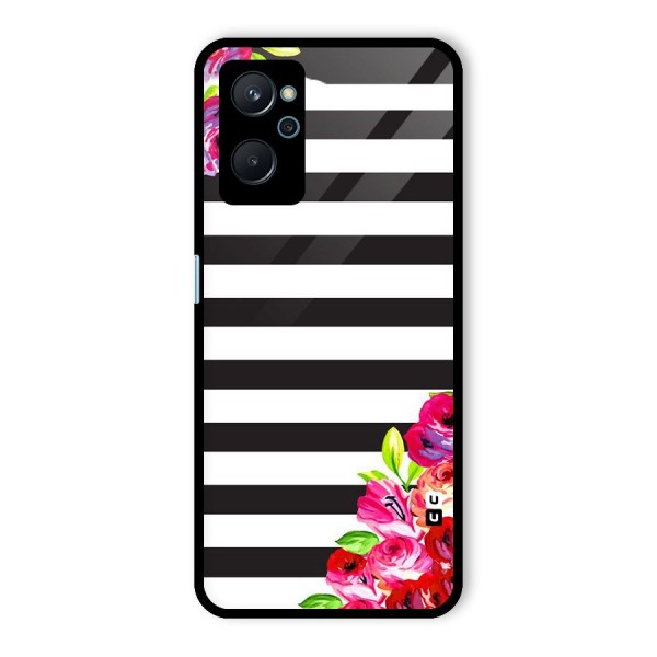 Floral Stripes Glass Back Case for Realme 9i