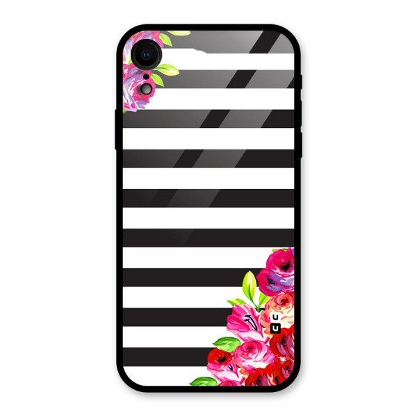 Floral Stripes Glass Back Case for XR