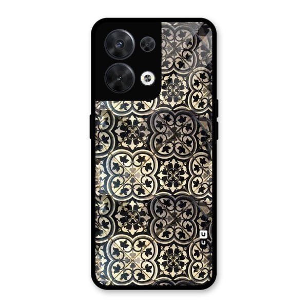 Floral Tile Glass Back Case for Oppo Reno8 5G