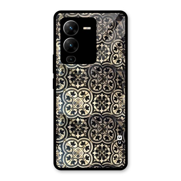 Floral Tile Glass Back Case for Vivo V25 Pro