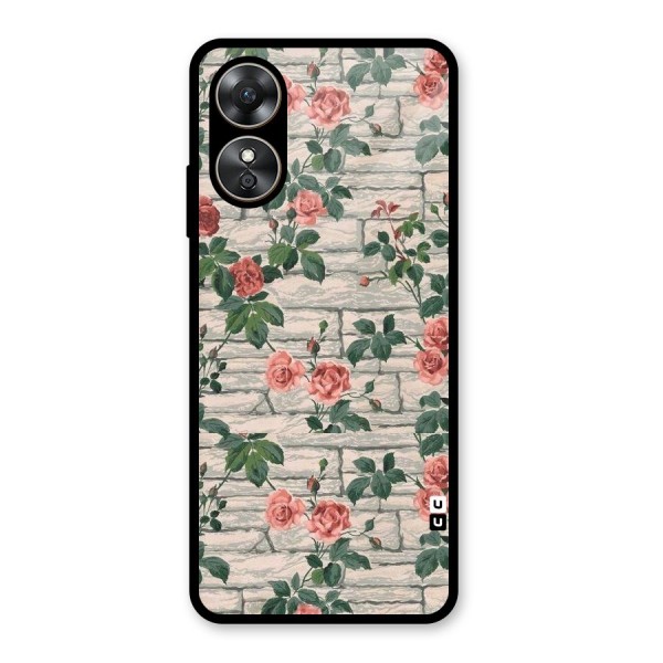 Floral Wall Design Glass Back Case for Oppo A17