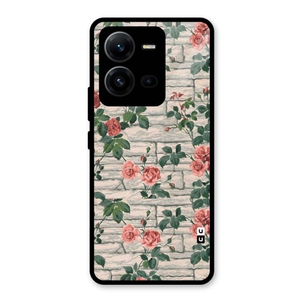 Floral Wall Design Glass Back Case for Vivo V25