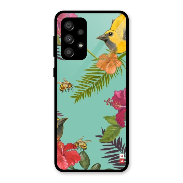 Flower Bird and Bee Glass Back Case for Galaxy A32