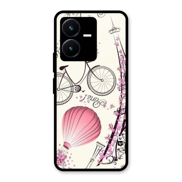 Flower Clipart Design Glass Back Case for Vivo Y22