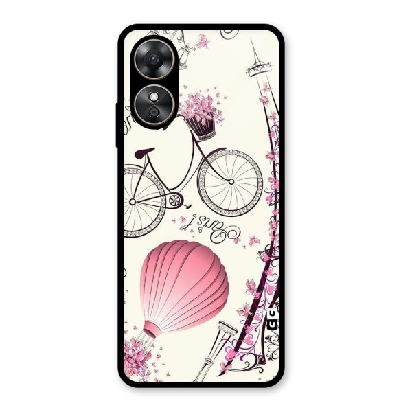 Flower Clipart Glass Back Case for Oppo A17