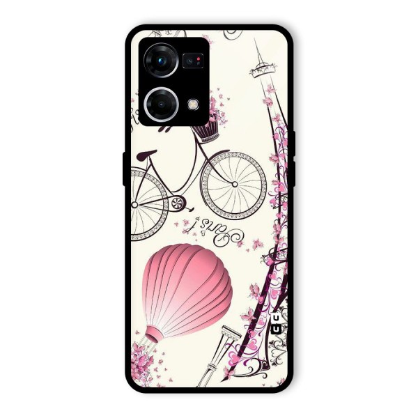 Flower Clipart Glass Back Case for Oppo F21s Pro 4G