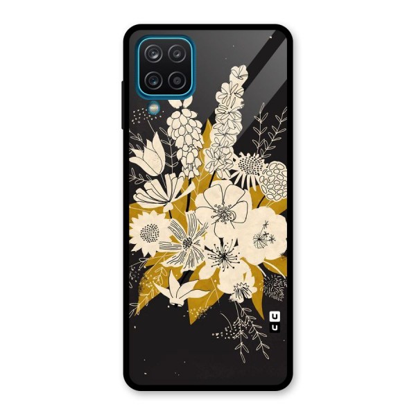 Flower Drawing Glass Back Case for Galaxy A12