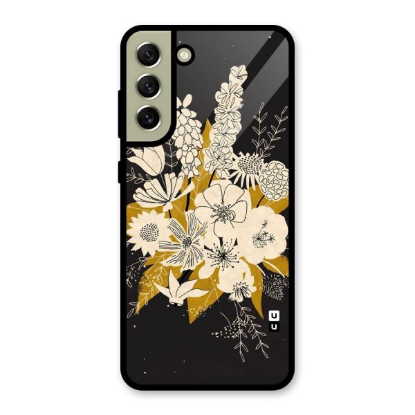 Flower Drawing Glass Back Case for Galaxy S21 FE 5G