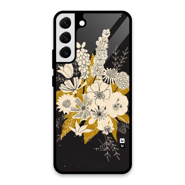 Flower Drawing Glass Back Case for Galaxy S22 Plus 5G