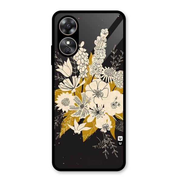 Flower Drawing Glass Back Case for Oppo A17