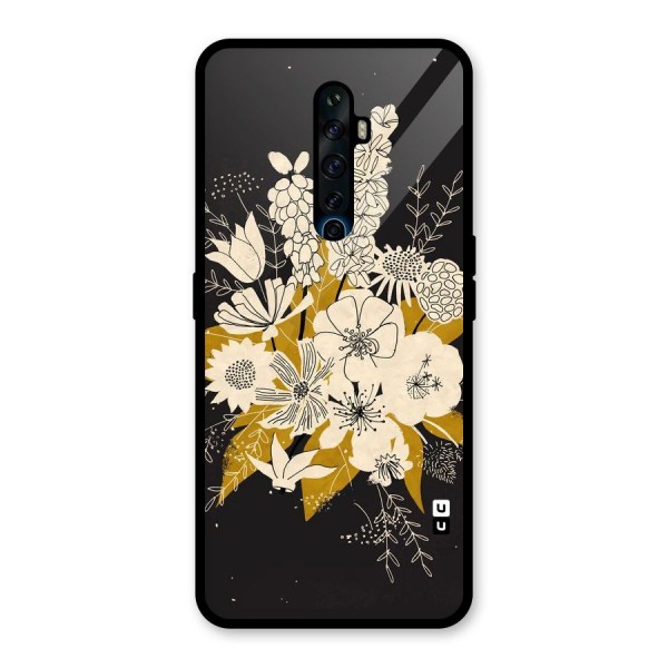 Flower Drawing Glass Back Case for Oppo Reno2 Z