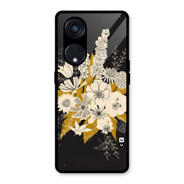 Flower Drawing Glass Back Case for Reno8 T 5G