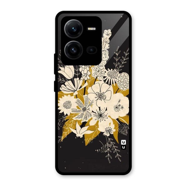 Flower Drawing Glass Back Case for Vivo V25