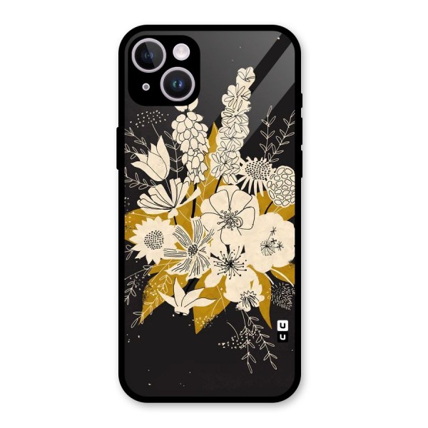 Flower Drawing Glass Back Case for iPhone 14 Plus