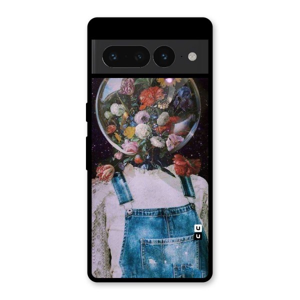 Flower Face Glass Back Case for Google Pixel 7 Pro