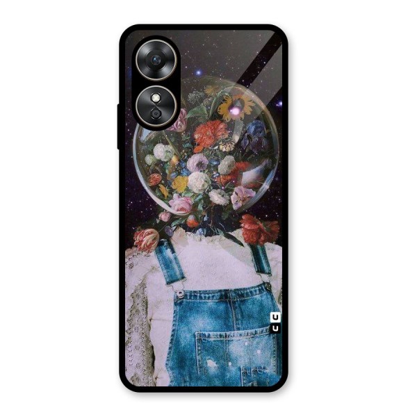 Flower Face Glass Back Case for Oppo A17