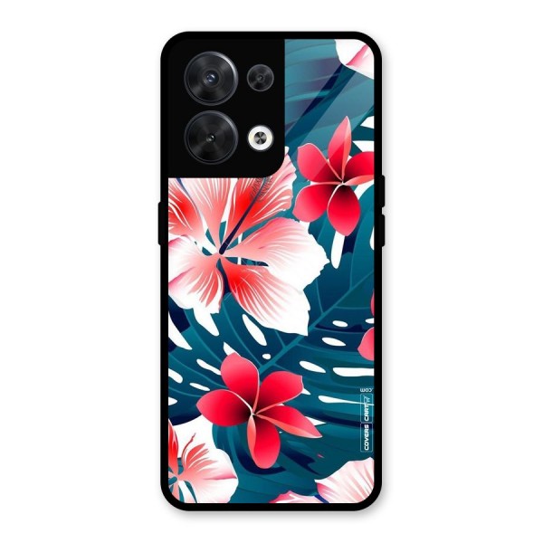 Flower design Glass Back Case for Oppo Reno8 5G