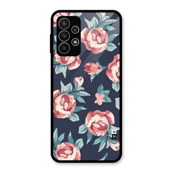 Flowers Painting Glass Back Case for Galaxy A23