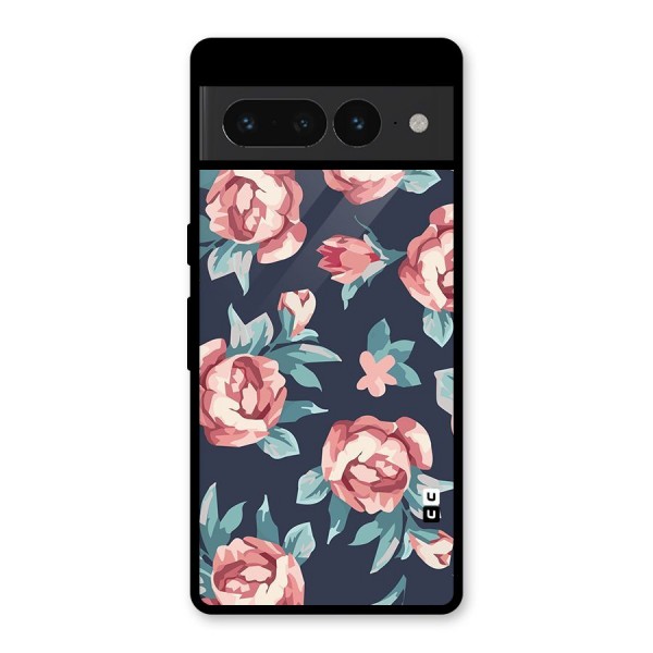 Flowers Painting Glass Back Case for Google Pixel 7 Pro