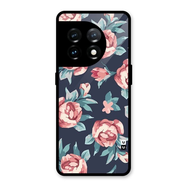 Flowers Painting Glass Back Case for OnePlus 11