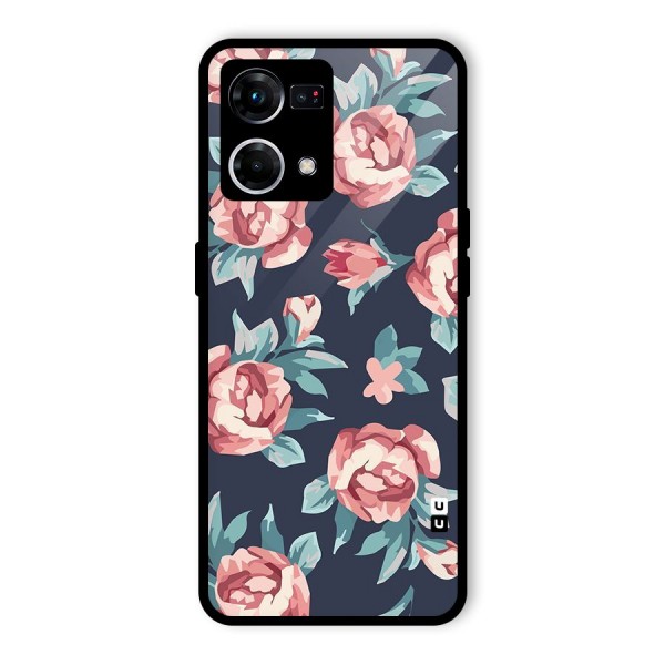 Flowers Painting Glass Back Case for Oppo F21s Pro 4G